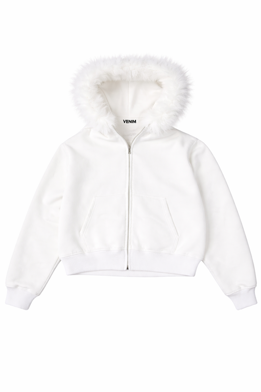 Blank White Fur Hoodie