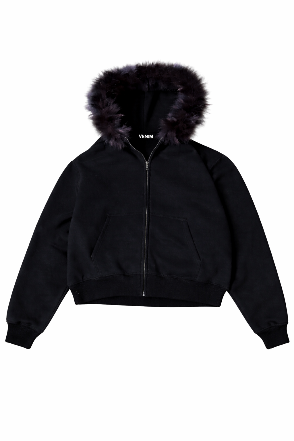 Blank Black Fur Hoodie