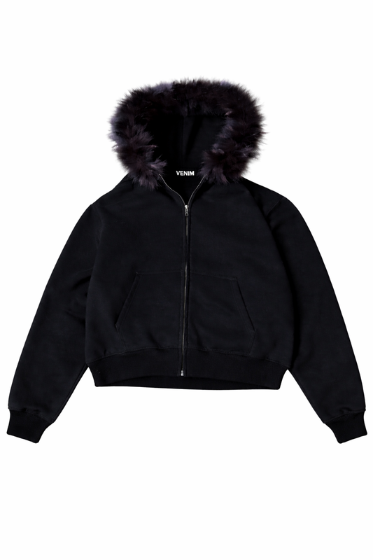 Blank Black Fur Hoodie